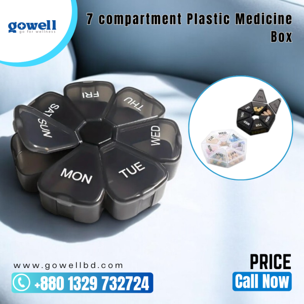 7-Compartment Plastic Medicine Box Open View