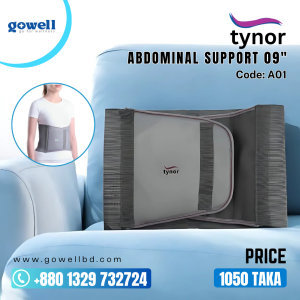 Woman wearing Tynor abdominal support belt under dress