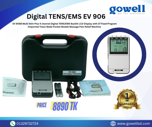 EV906 Tens and Electronic Muscle Stimulator – Advanced Pain Relief and Muscle Recovery by Go Well - Image 2