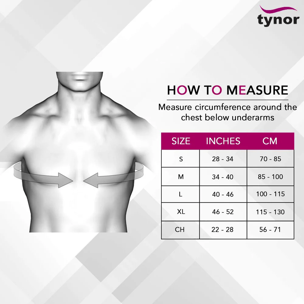 Tynor Posture Corrector Women Men Australia Size Chart
