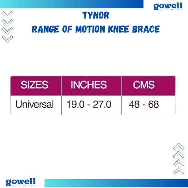 Tynor R.O.M. Knee Brace (Range of Motion Knee Brace)-Adjustable Knee Support by Go Well. Product Code: D - 10 - Image 3