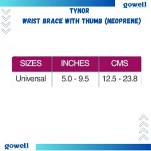 Tynor Wrist Brace With Thumb Neoprene – Comprehensive Wrist Support. Product Code: J - 03