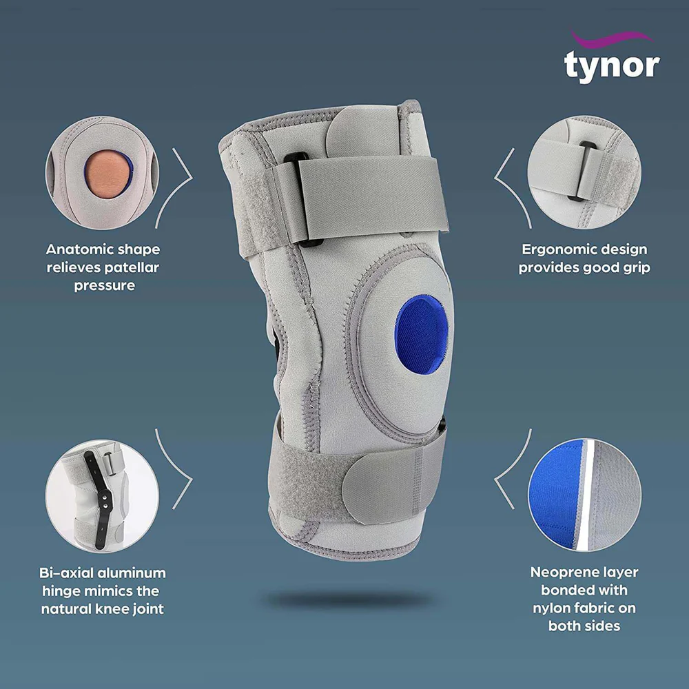 Tynor Australia Knee Support Hinged Neoprene Grey 8