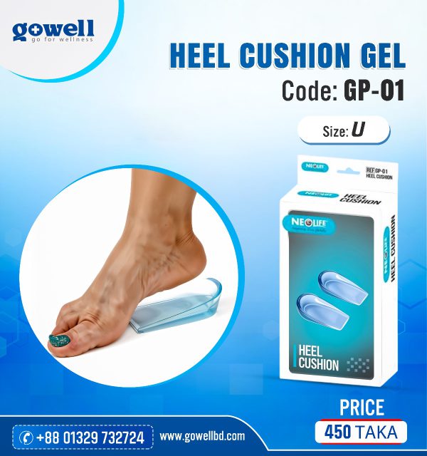 Foot stepping on heel cushion gel