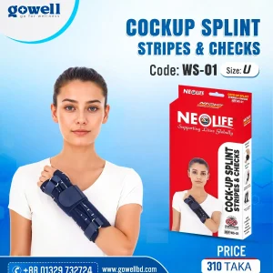 Woman wearing Cockup Splint on right wrist