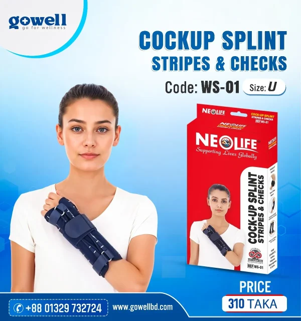 Woman wearing Cockup Splint on right wrist