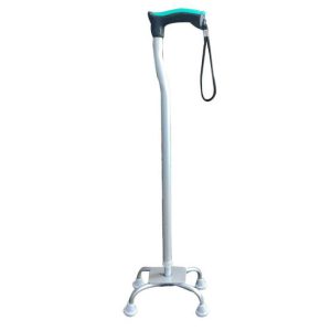 Mild Steel And Aluminium Silver (Base) Tynor L12 Quadripod Walking Stick, Legs: 4