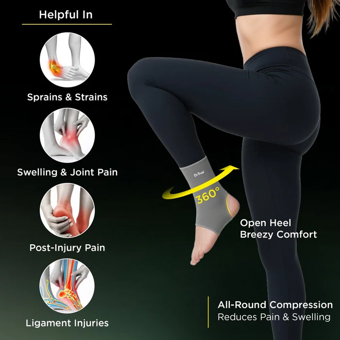 dr trust usa 4303 3d knitted ankle support sleeve with open heel design for ankle pain relief compression faster healing sports injury recovery support anklet p 1579304