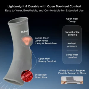 dr trust usa 4303 3d knitted ankle support sleeve with open heel design for ankle pain relief compression faster healing sports injury recovery support anklet p 8480243