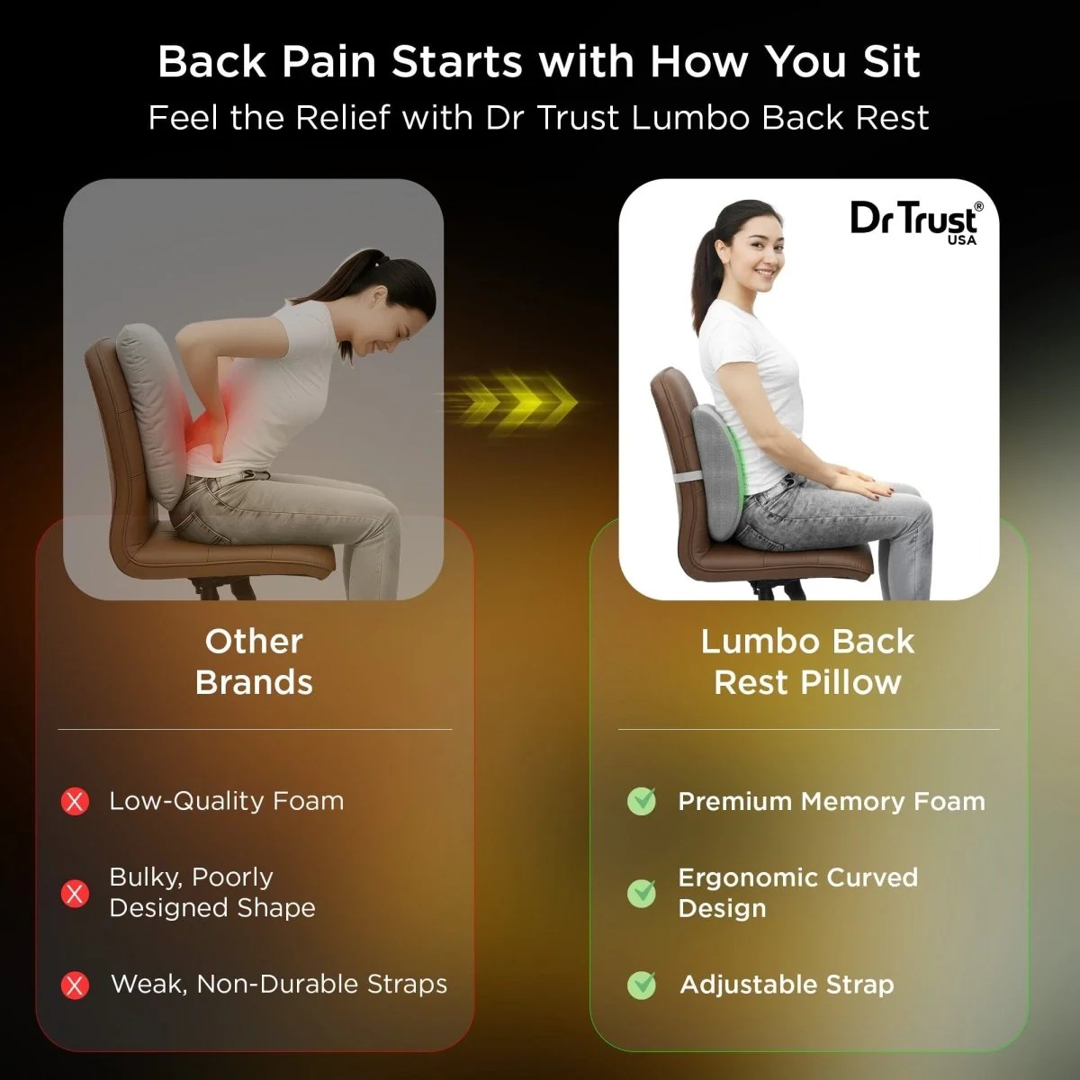imgi 13 dr trust usa 391 orthopaedic lumbar support pillow for lower back pain relief spine alignment posture corrector orthopedic pu foam backrest cushion