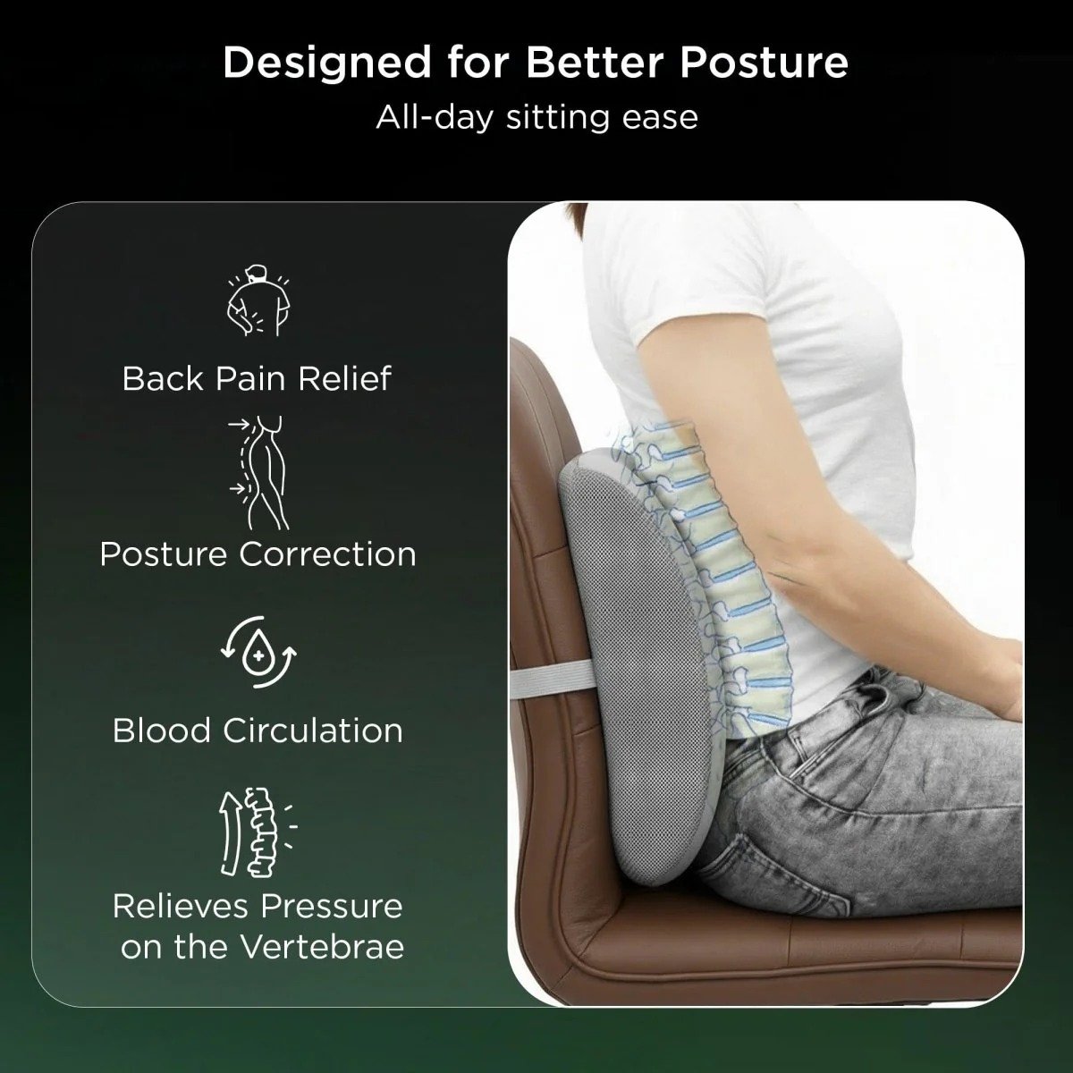 imgi 17 dr trust usa 391 orthopaedic lumbar support pillow for lower back pain relief spine alignment posture corrector orthopedic pu foam backrest cushion
