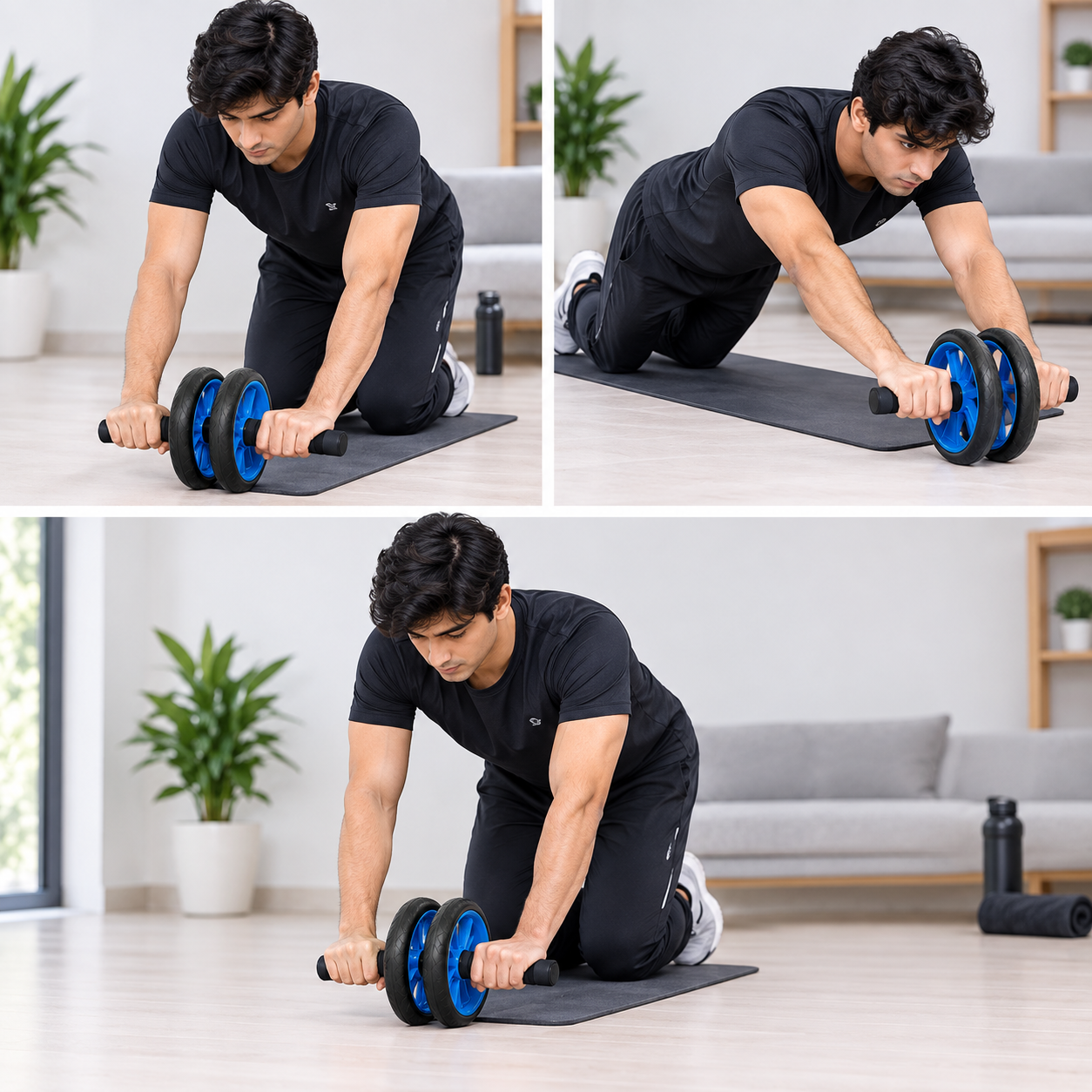 Double Wheels Abdominal Multifunction AB Roller