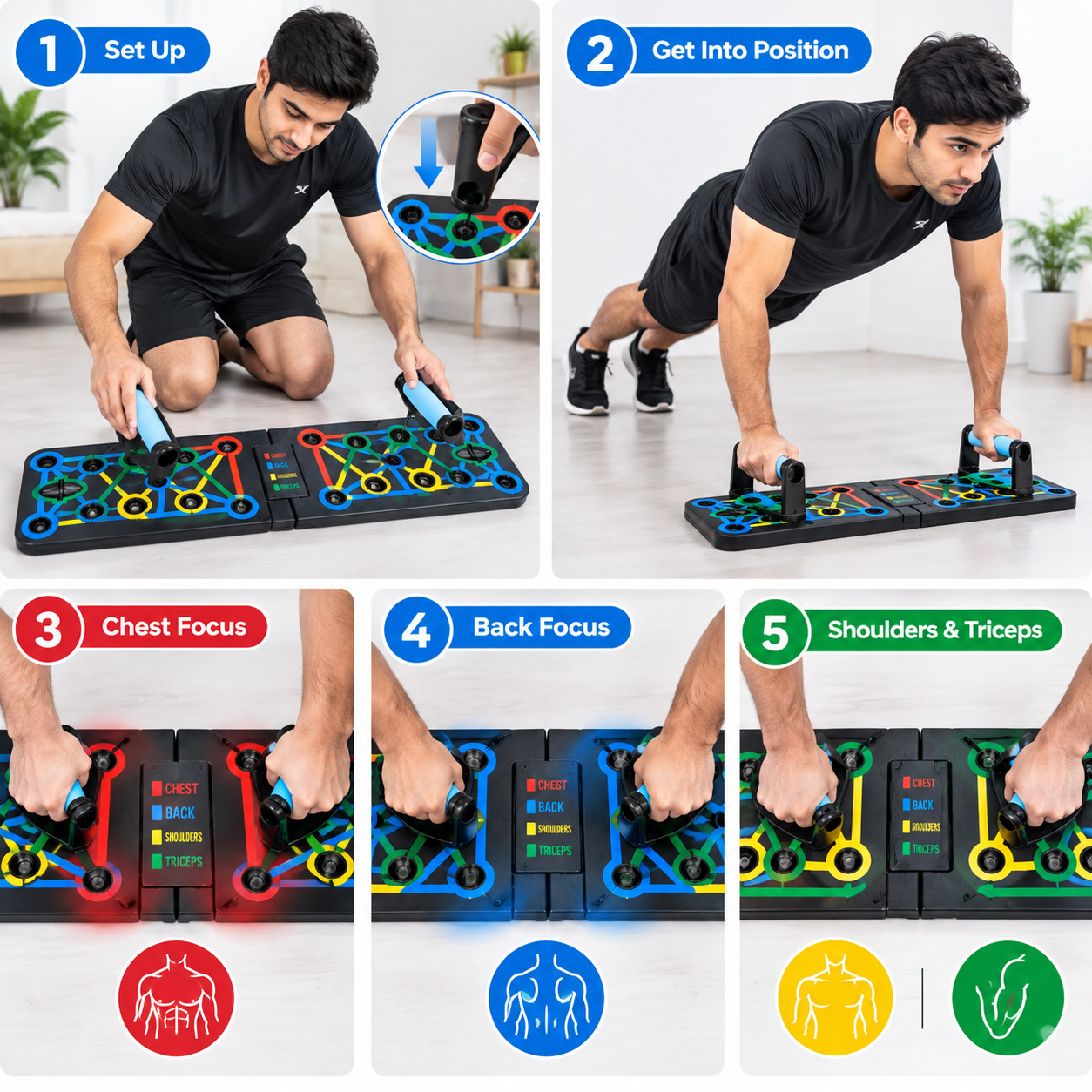 Foldable Multi Position Pushup Board