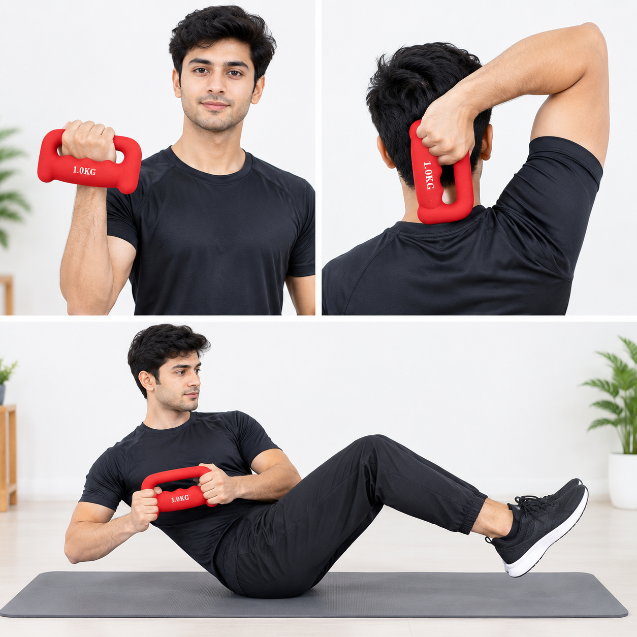 D-Shaped Hand Weights (1kg)